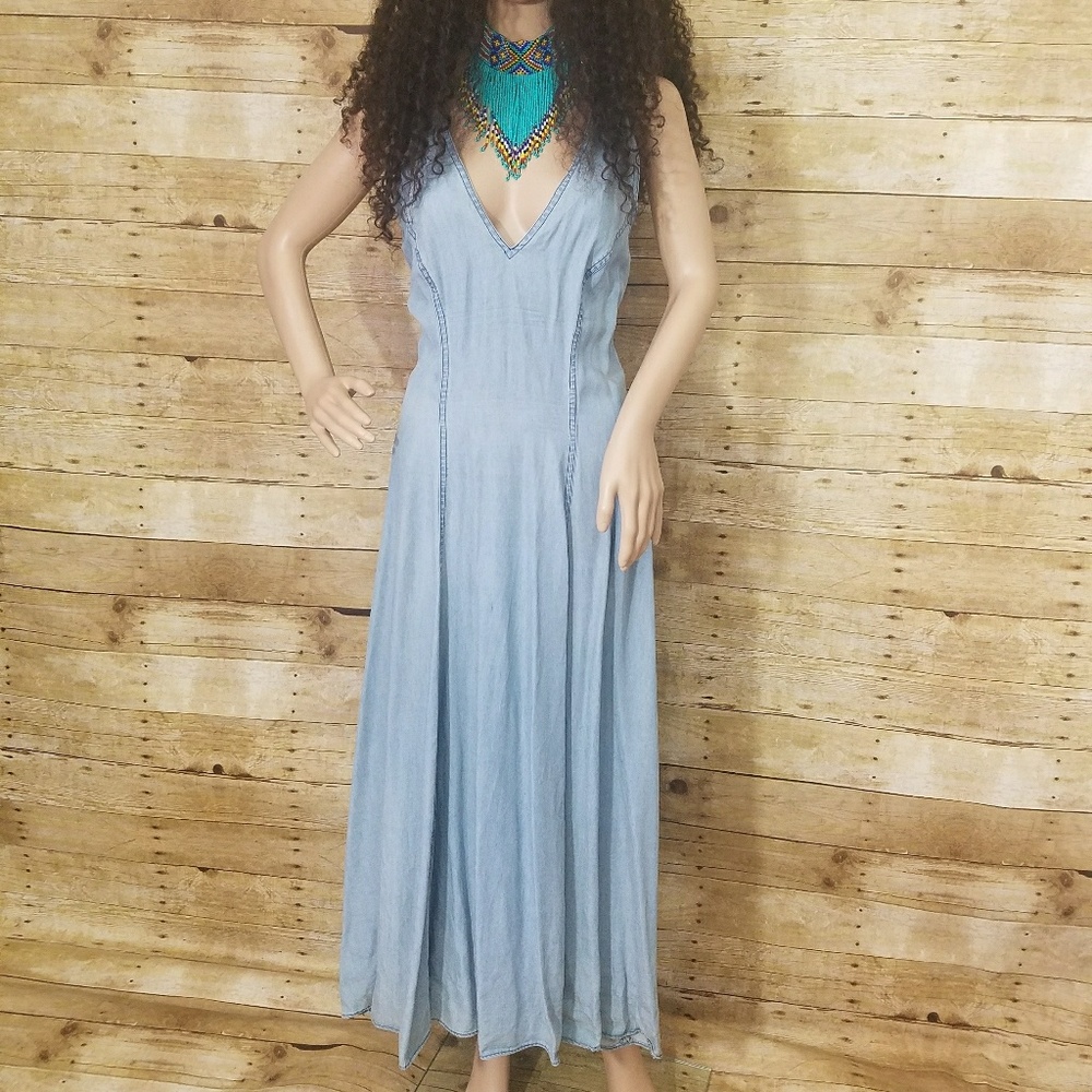 Light blue Criss Cross Halter Dress